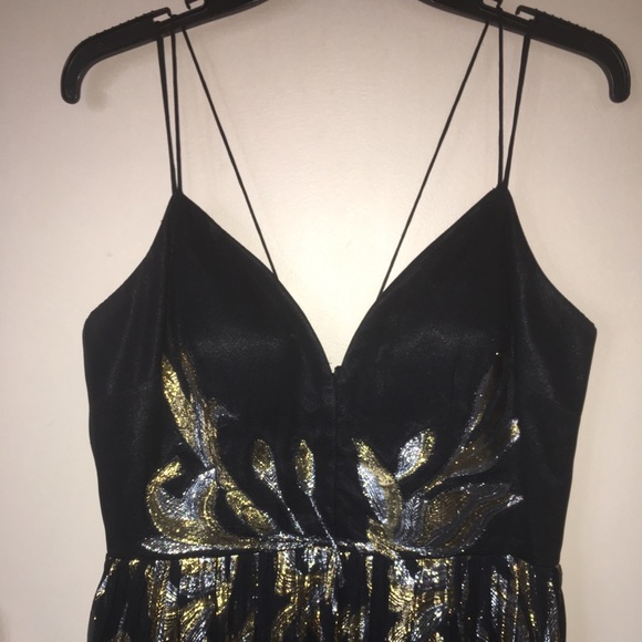 Formal Gown, 100% Silk, black/ silver/ gold skirt - Picture 2 of 5